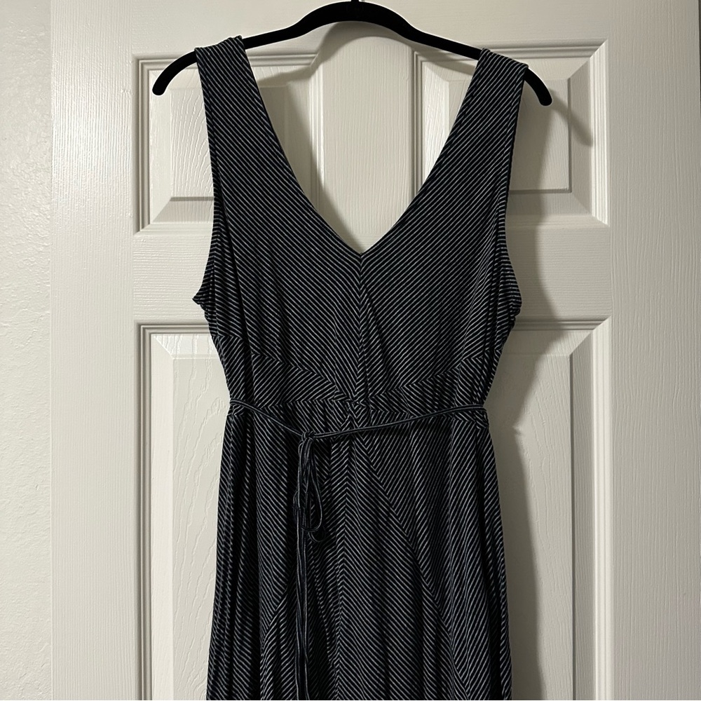 Motherhood maternity blue and gray stripe long tank dress size XL